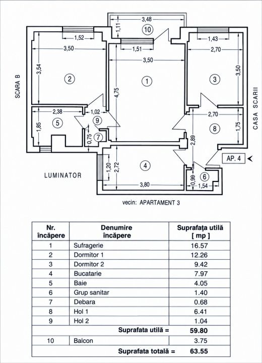 Apartament 3 camere de vanzare | Eliberarii - Inel 2 | Etaj 1 – fotografia 2 din 3