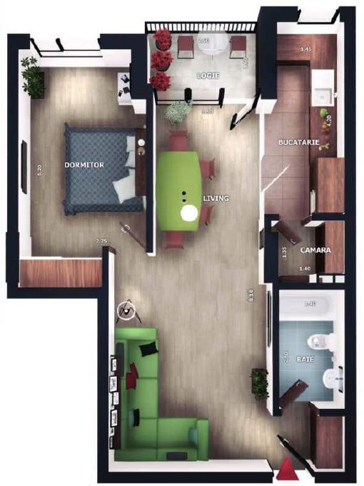 Apartament 2 camere, 51,6mp, logie de 4mp, zona Vivo, Floresti – fotografia 9 din 10