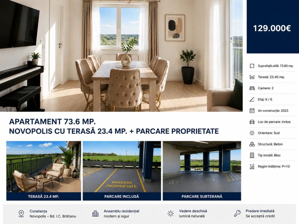 Apartament 73.6 mp. Novopolis cu terasă 23.4 mp. + parcare proprietate – fotografia 20 din 24