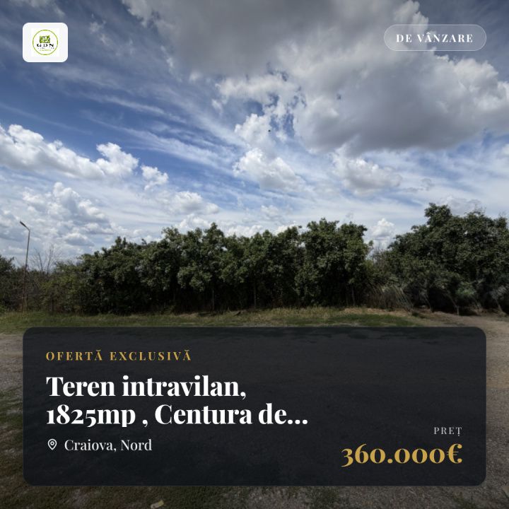 Teren intravilan, 1825mp , Centura de Nord Craiova, zona Aeroport – fotografia 1 din 4