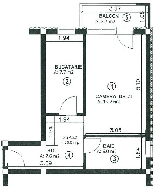 Apartament 36mp, finisat, parcare inclusa-Apahida – fotografia 5 din 5