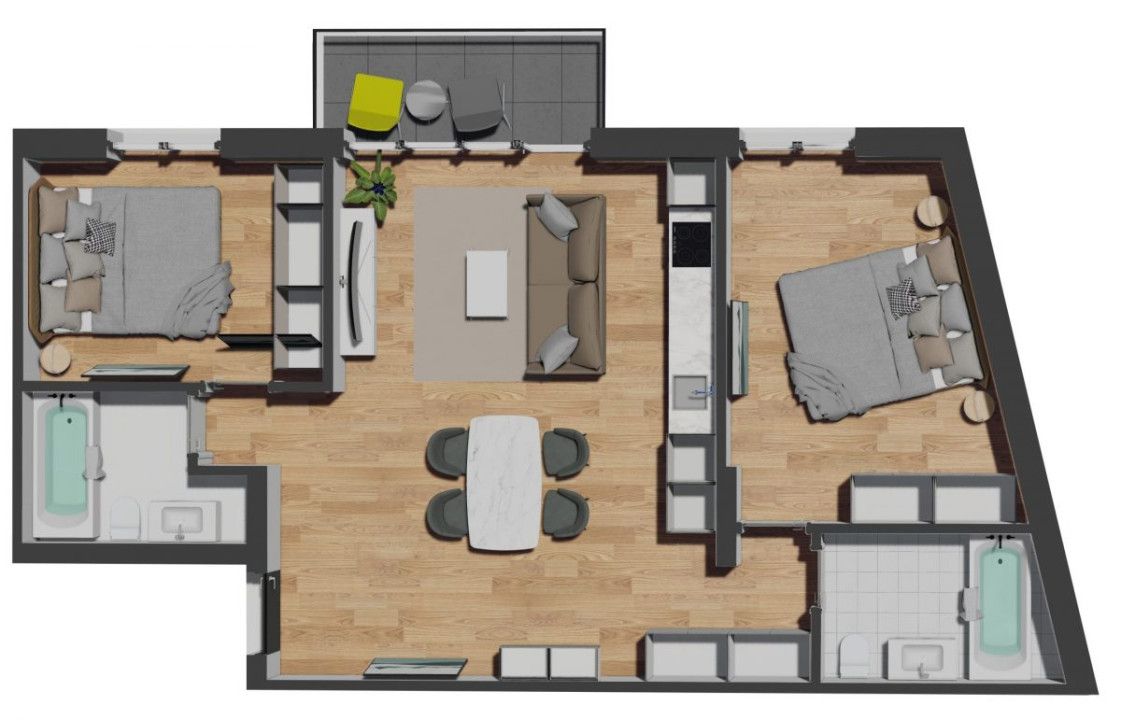 Apartament nou, cu CF, zona VIVO – fotografia 2 din 5