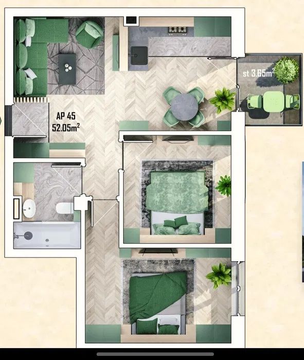 Apartament finisat, 3 camere, 52 mp-Apahida – fotografia 1 din 5