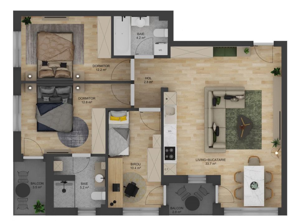 Apartament 4 camere - Tip II - 91,14 mp - Doamna Stanca - COMISION O CUMPĂRĂTOR – fotografia 1 din 4