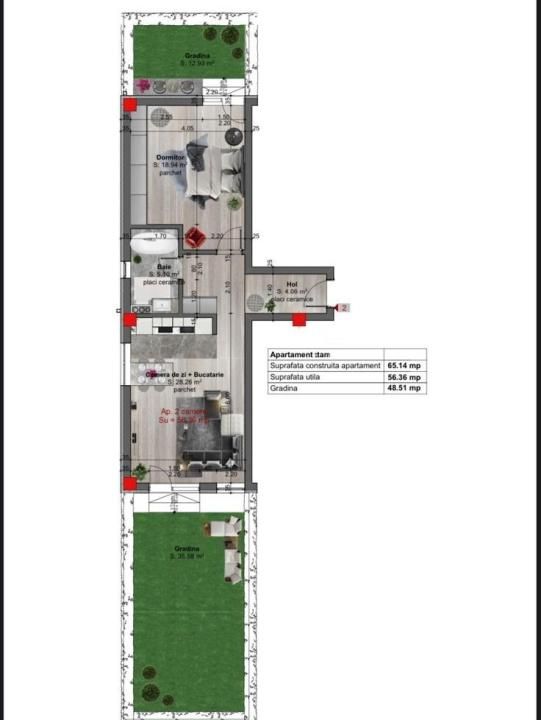 Apartament LUX, 2 camere, 57 mp, GRADINA 48 mp, parcare, Str Cetatii, Floresti! – fotografia 8 din 11