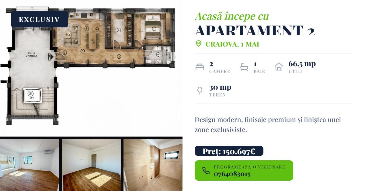 Apartament 2 camere, decomandat, 96.30 mp, cartier 1 Mai – fotografia 1 din 9