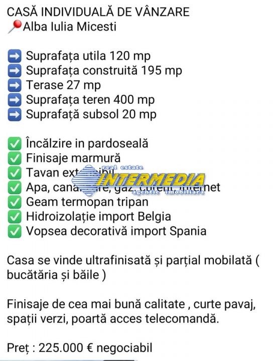 Casa Noua de vanzare pe un nivel zona Alba Micesti – fotografia 1 din 7