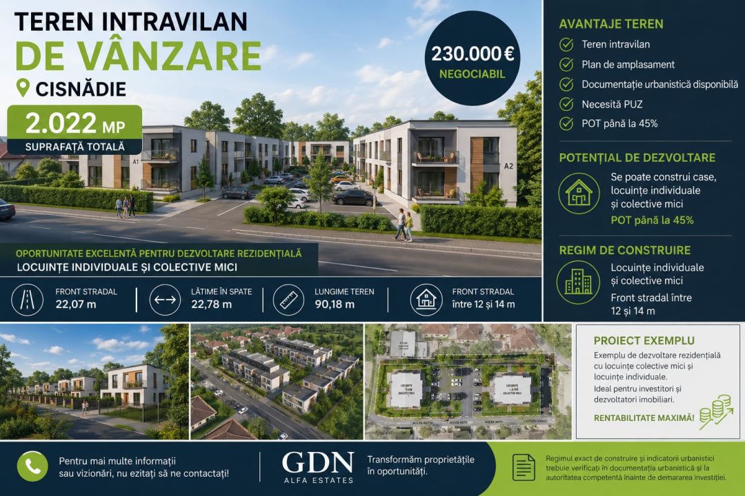 TEREN INTRAVILAN DE VÂNZARE – 2.022 MP – CISNĂDIE – fotografia 2 din 2