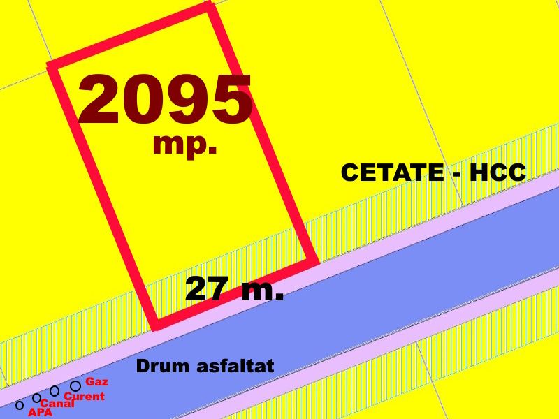 Teren Intravilan PUZ 2095 mp cu L=30 m P+1+M CETATE HCC Asfalt Bransat Utilitati – fotografia 1 din 5