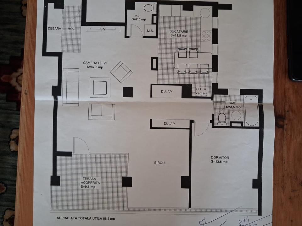 Apartament 3 camere, semidecomandat, 88 mp utili, terasa, etaj 8 -Gheorghe Lazar – fotografia 12 din 12