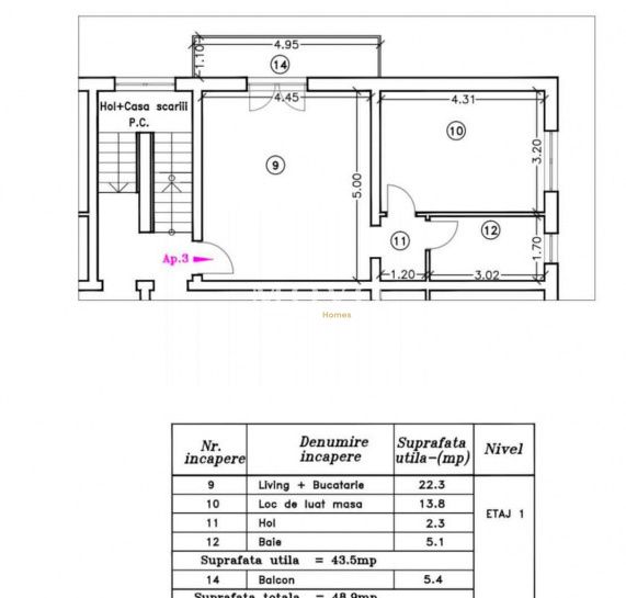 Apartament 2 camere | Etaj 1 | Calea Urseni - Giroc – fotografia 5 din 5