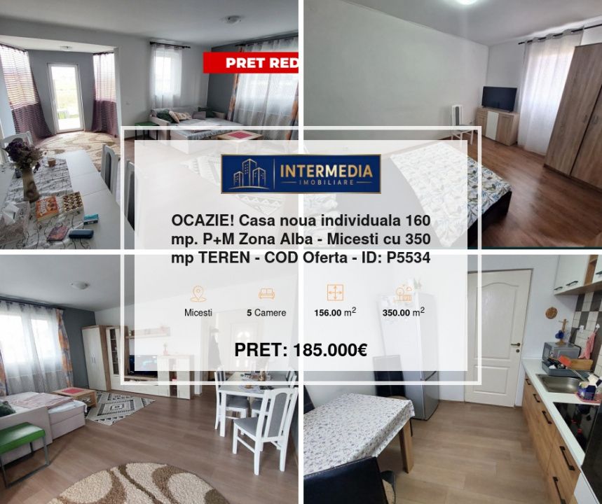 OCAZIE! Casa noua individuala 160 mp. P+M Zona Alba - Micesti cu 350 mp TEREN – fotografia 1 din 13
