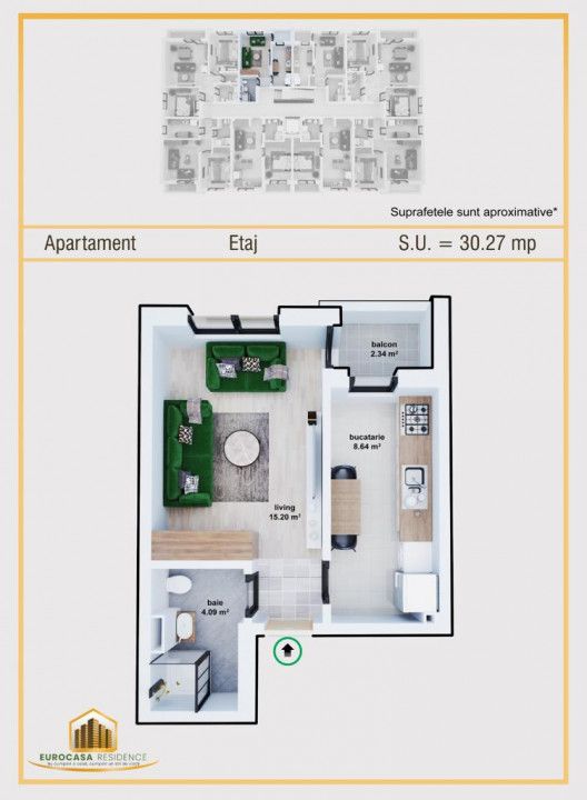 Garsonieră 31 mp | Bloc nou | AC | Încălzire pardoseală | 51.700 € TVA – fotografia 14 din 22
