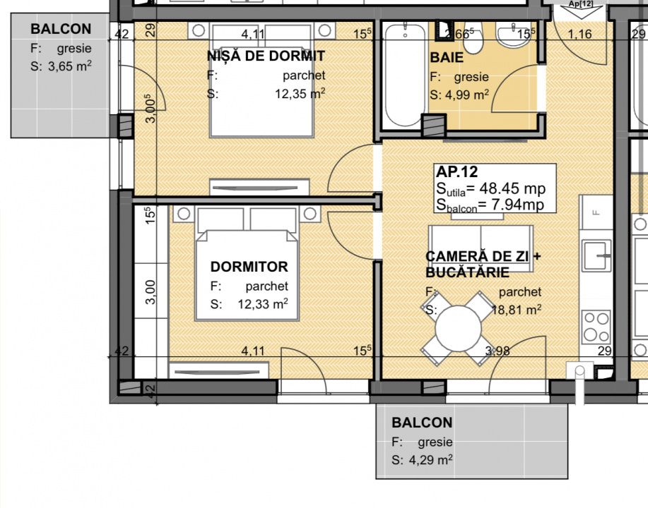 Exclusivitate! Com0%! Apartament 3 camere la semifinisat in Apahida Estimo Park – fotografia 1 din 18