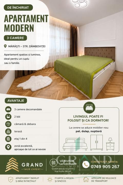 Apartament 3 Camere Decomandate | 2 Bai | Debara | Terasa | Marasti/Dambovitei – fotografia 1 din 20