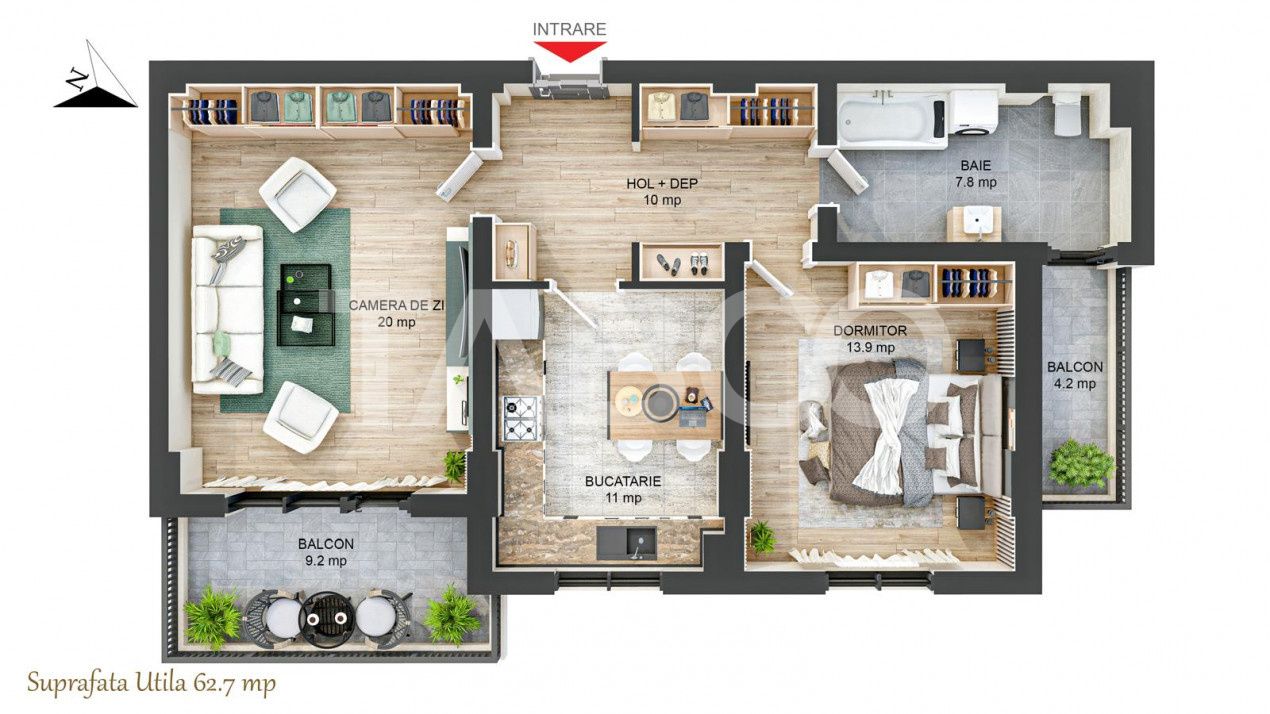 Apartament 2 camere 63 mpu 2 balcoane CONSTRUCTIE NOUA 2024 in Sibiu – fotografia 6 din 9