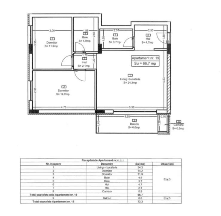 Apartament 3 camere finisat , 67 MP, Teilor. – fotografia 6 din 7