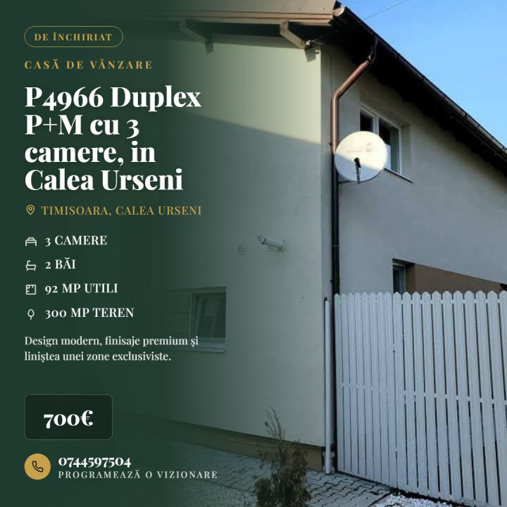 P4966  Duplex P+M cu 3 camere, in Calea Urseni – fotografia 1 din 21