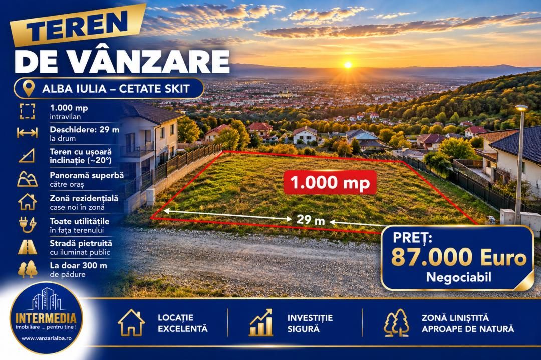 TerenI Intravilan 1000 mp. Deschidere 28 m. CETATE SKIT – fotografia 1 din 4