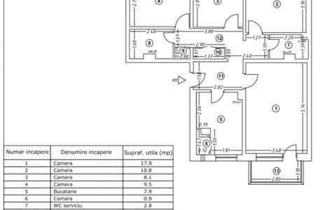 Apartament cu 4 camere | 81,5 mp | 2 bai | 2 Balcoane | Dunavat 14 | De Renovat