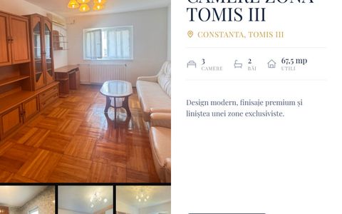 Apartament 3 camere de vânzare în zona Tomis III