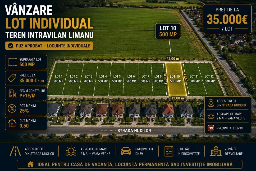 Vânzare loturi teren intravilane Limanu Vama Veche minim 500 mp. PUZ – fotografia 4 din 15