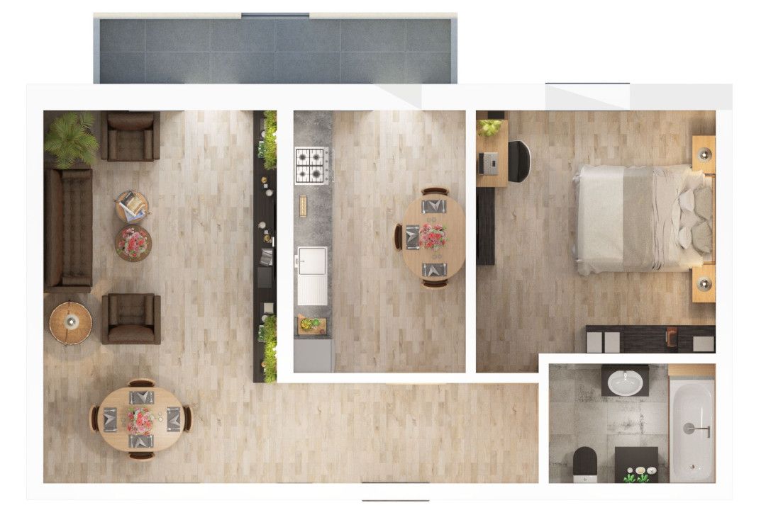Apartament 2 camere - 56.15mp utili + balcon 6.7mp - Doamna Stanca – fotografia 3 din 3
