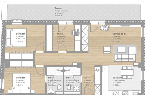 Apartamente finisate 3 camere, Floresti – fotografia 5 din 8