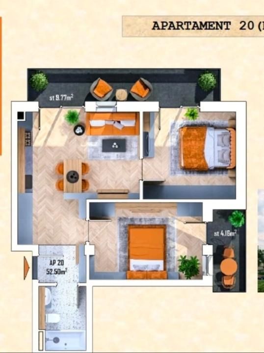 Exclusivitate! Com0%! Apartament 3 camere la semifinisat in Apahida Estimo Park – fotografia 1 din 19