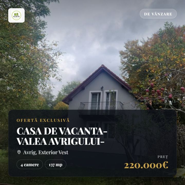 CASA DE VACANTA- VALEA AVRIGULUI-DE VANZARE – fotografia 1 din 9