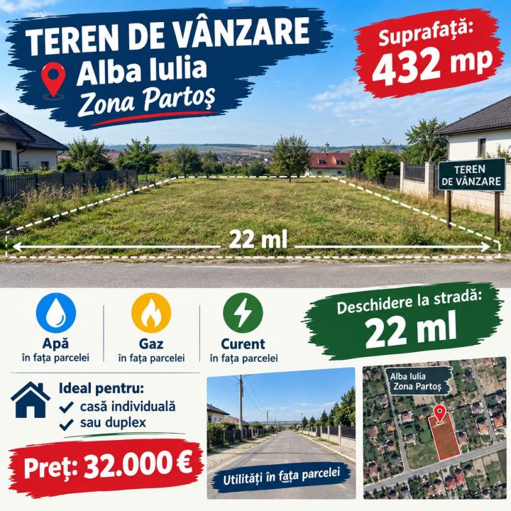 TEREN INTRAVILAN 432 MP I APA, GAZ, CURENT I DESCHIDERE LA STRADA 22 ML – fotografia 1 din 4