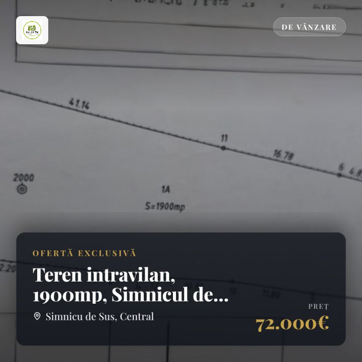 Teren intravilan, 1900mp, comuna Simnicul de Sus, sat Romanesti – fotografia 1 din 2