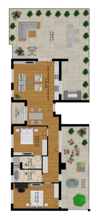 Proiect nou, 3 camere, 2 bai, terase 91mp, Cetății – fotografia 1 din 5