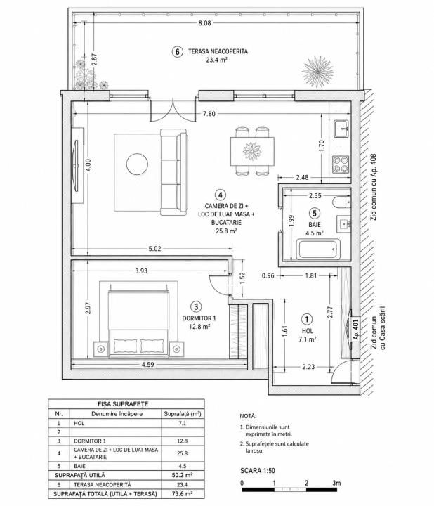 Apartament 73.6 mp. Novopolis cu terasă 23.4 mp. + parcare proprietate – fotografia 11 din 24