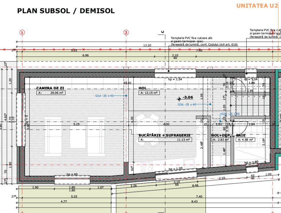 Casă cuplată, 122 mp utili+curte privată 285 mp | Demisol + Parter | Semifinisat – fotografia 7 din 9