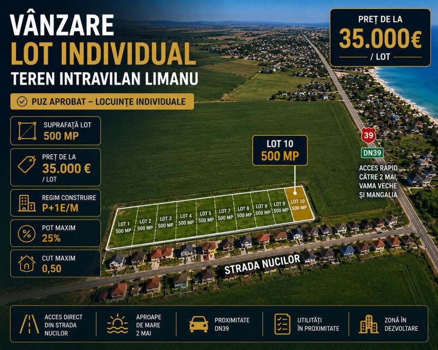 Vânzare loturi teren intravilane Limanu Vama Veche minim 500 mp. PUZ – fotografia 7 din 15