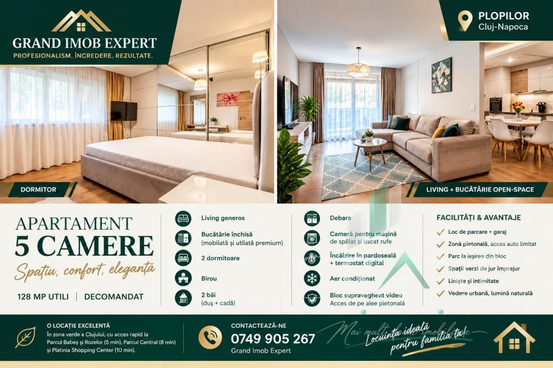 Apartament Premium | 5 Camere | 2 Bai | Debara | Parcare | Plopilor/Parcul Babes – fotografia 1 din 9