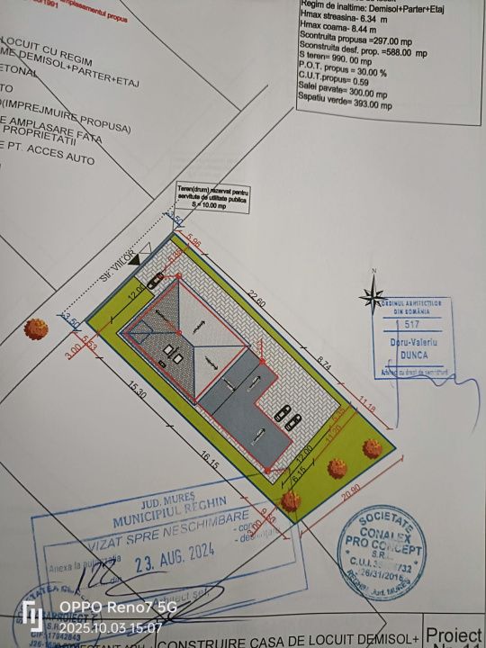 Teren de vânzare 1000 mp cu autorizație de construcție – fotografia 3 din 5