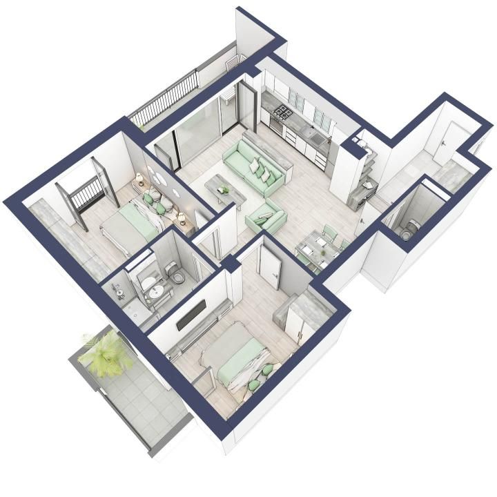 Apartament 3 camere, etaj 1, intabulare vara 2026 – fotografia 2 din 5