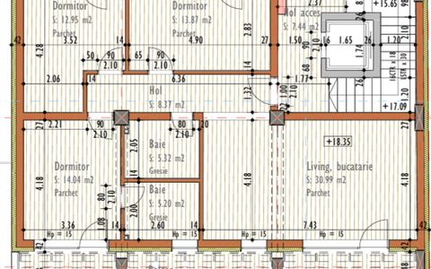 Apartament 4 camere, 90,74mp, zona Campina