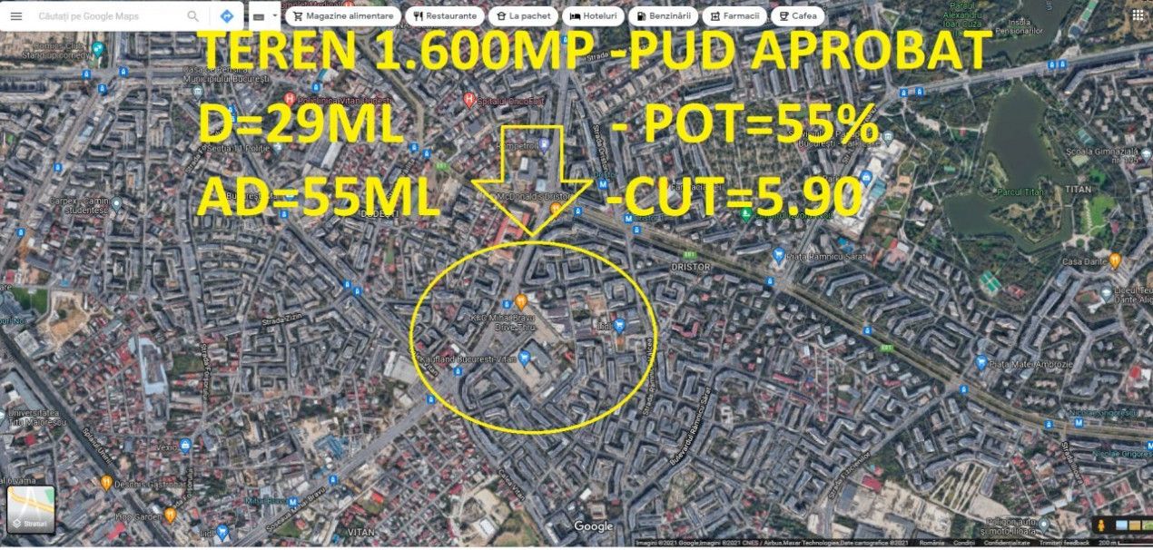 Teren 1.600mp Dristor cu PUD aprobat,D= 29ml/AD=55ml – fotografia 1 din 4