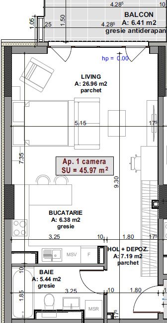 Apartament 1 Cameră, 46 mp + Balcon 6,4 mp | Elite City, Mărăști – fotografia 4 din 4