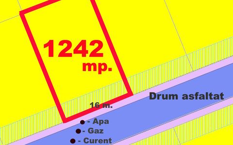 Teren Intravilan intrare Barabant 1242 mp. Imprejmuit Asfalt Utilitati Bransate