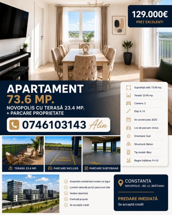 Apartament 73.6 mp. Novopolis cu terasă 23.4 mp. + parcare proprietate – fotografia 24 din 24