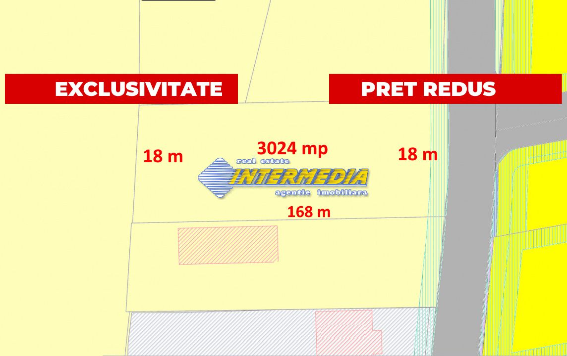 TEREN Intravilan in suprafata de 3024 mp, cu deschidere la drum de 18 m – fotografia 1 din 4
