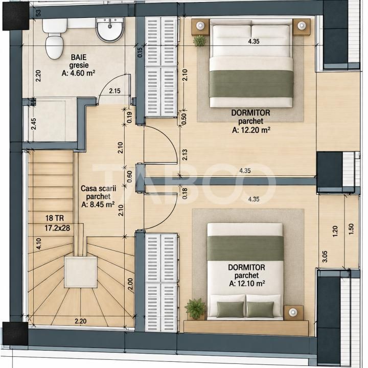 Apartament 76 mp la cheie intabulat si loc de parcare in zona Turnisor – fotografia 3 din 7