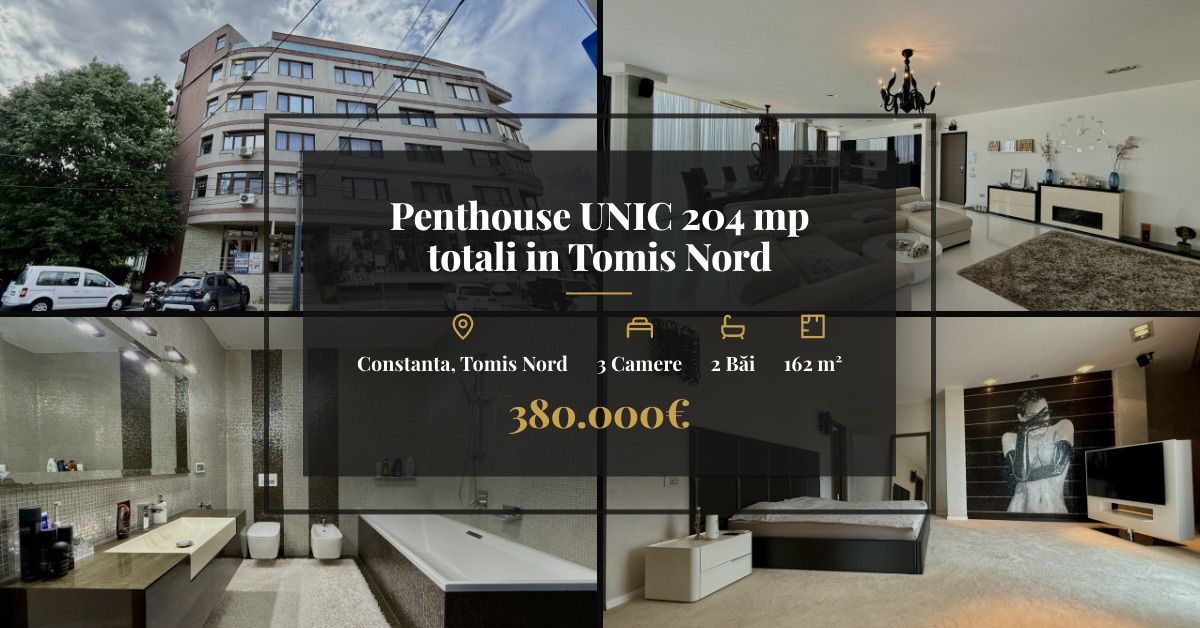Penthouse UNIC 204 mp totali in Tomis Nord Constanta mobilat si utilat – fotografia 1 din 38