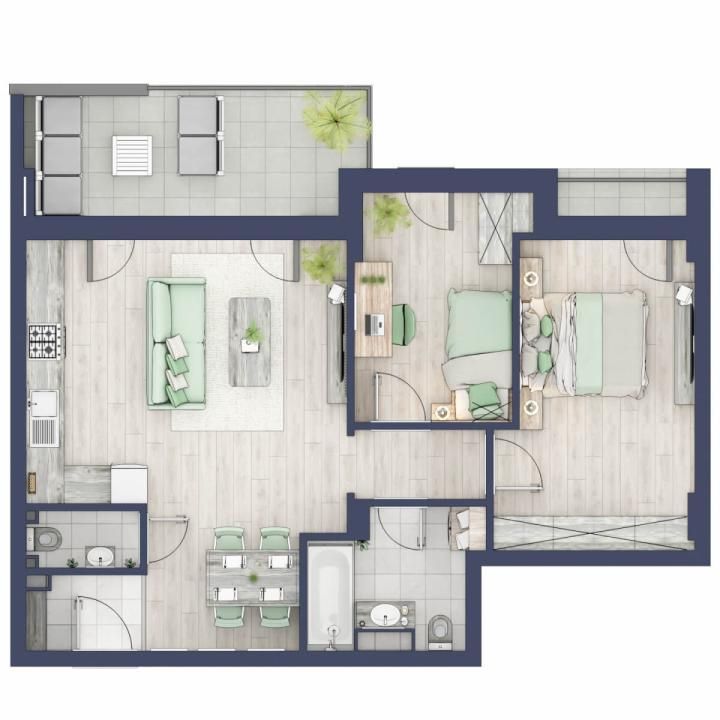 Apartament 3 camere, etaj 1, intabulare vara 2026 – fotografia 3 din 4