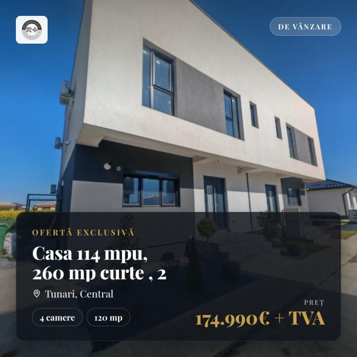 Casa 114 mpu, 260 mp curte , 2 locuri de parcare, complex cu circuit inchis – fotografia 1 din 22