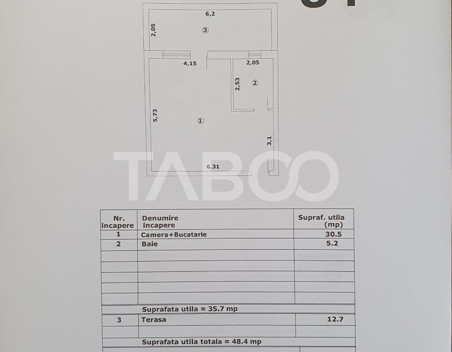 Studio in suprafata de 36 mp +  terasa nou finisaje premium – fotografia 3 din 3